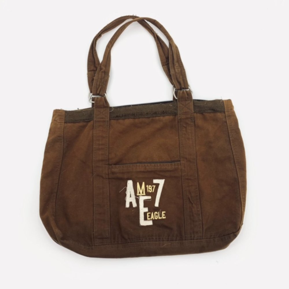 American Eagle Tote Brown Top Handle Handbag Bag C